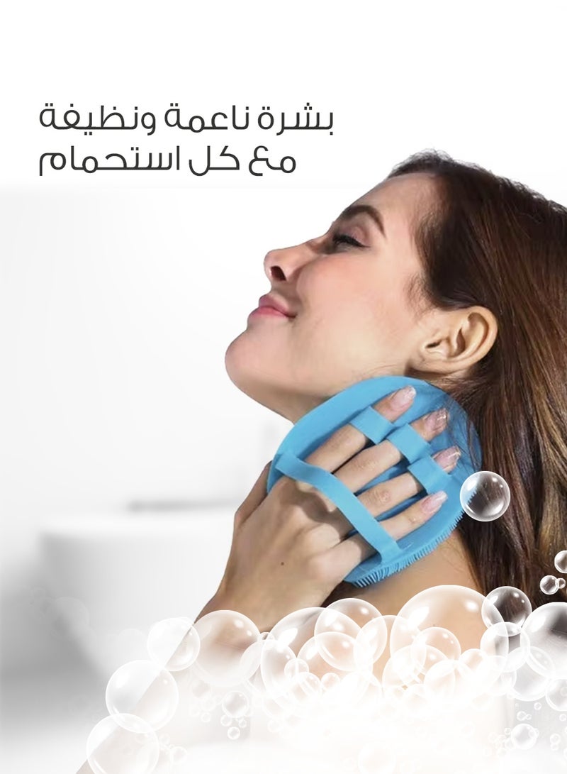 ميلا فرشاة استحمام سيليكون ناعمة لتقشير البشرة وتنظيف الجسم  – أزرق فاتح - Image 4